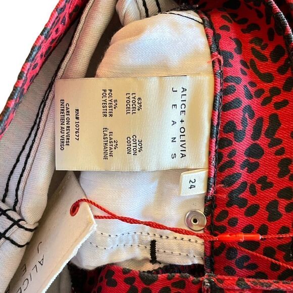 Alice + Olivia Ruby Red & Black Mini Leopard Print Pants |Size: 24| - Picture 5 of 10